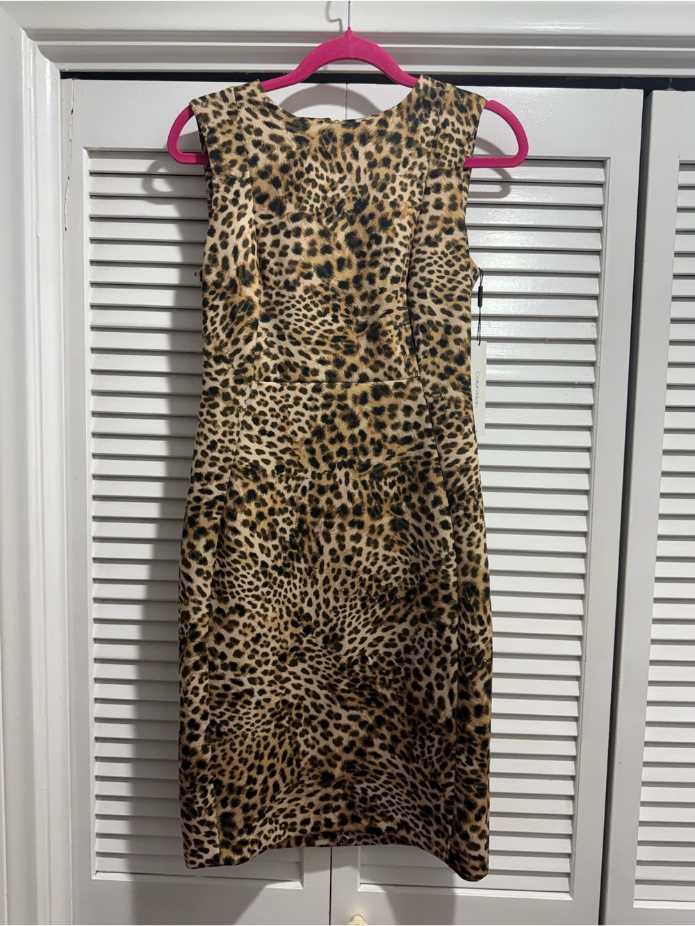 Calvin Klein Leopard Print Midi Dress - Tan & Black